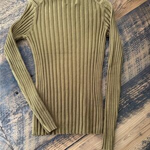 Elie Tahari Olive/Brown mockneck Knit Top